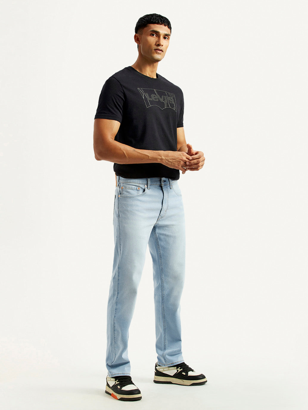 Men's 505 Light Indigo Straight Fit Mid Rise Jeans - Side View