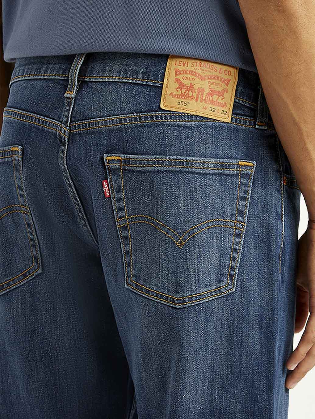Men's 505 Dark Indigo Straight Fit Mid Rise Jeans - Detail View