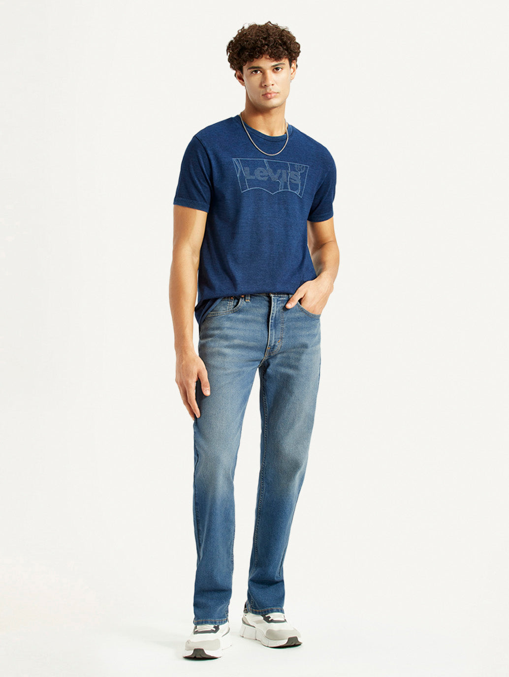 Men's 505 Med Indigo Straight Fit Mid Rise Jeans