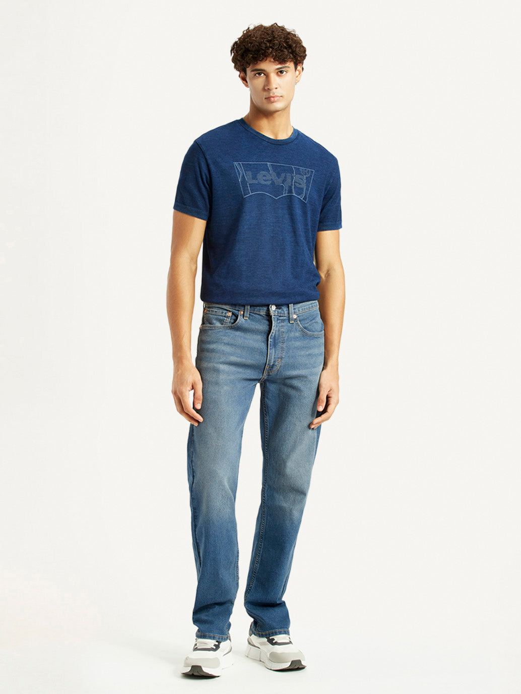 Men's 505 Med Indigo Straight Fit Mid Rise Jeans - Front View