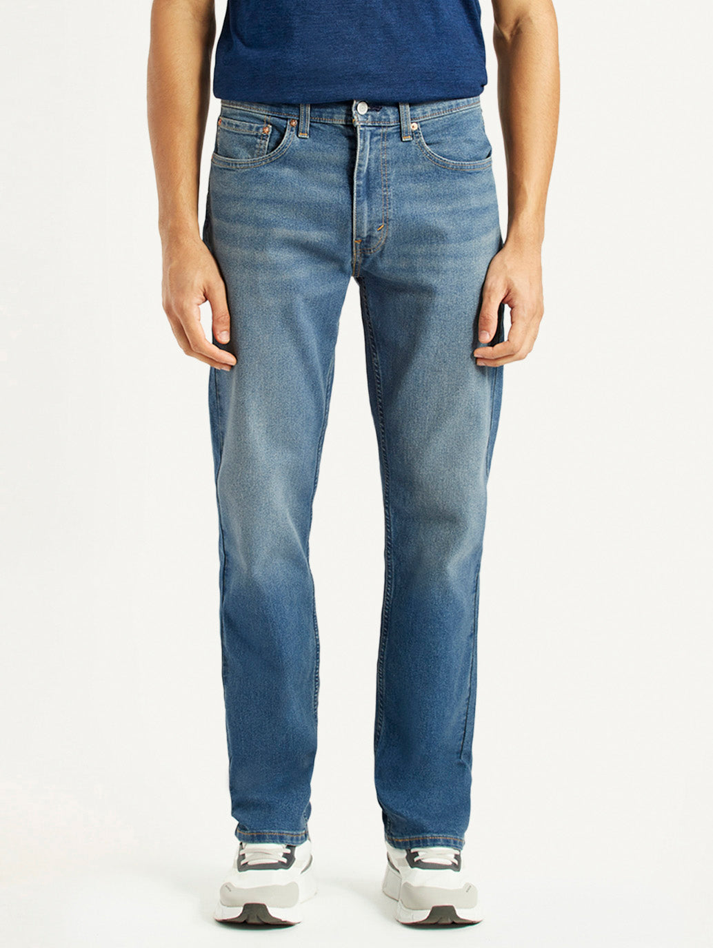 Men's 505 Med Indigo Straight Fit Mid Rise Jeans - Front View