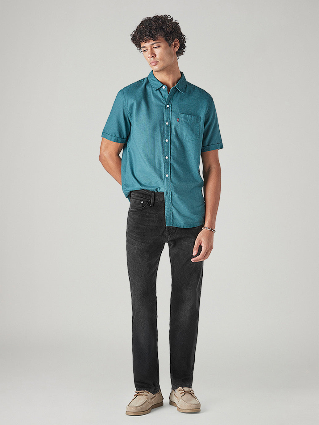 Men's 505 Black Straight Fit Mid Rise Jeans