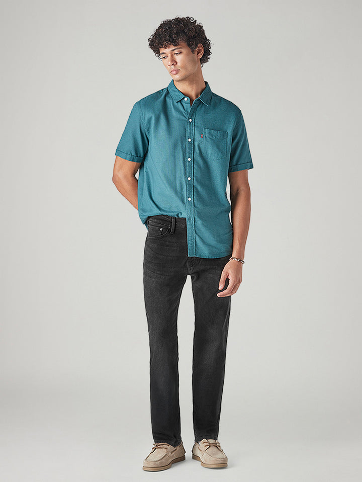 Men's 505 Black Straight Fit Mid Rise Jeans