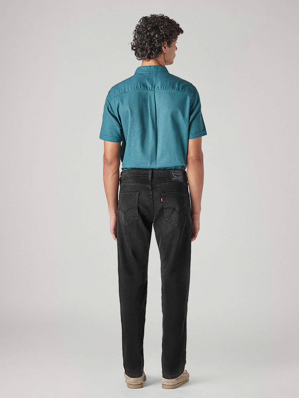 Men's 505 Black Straight Fit Mid Rise Jeans - Back View