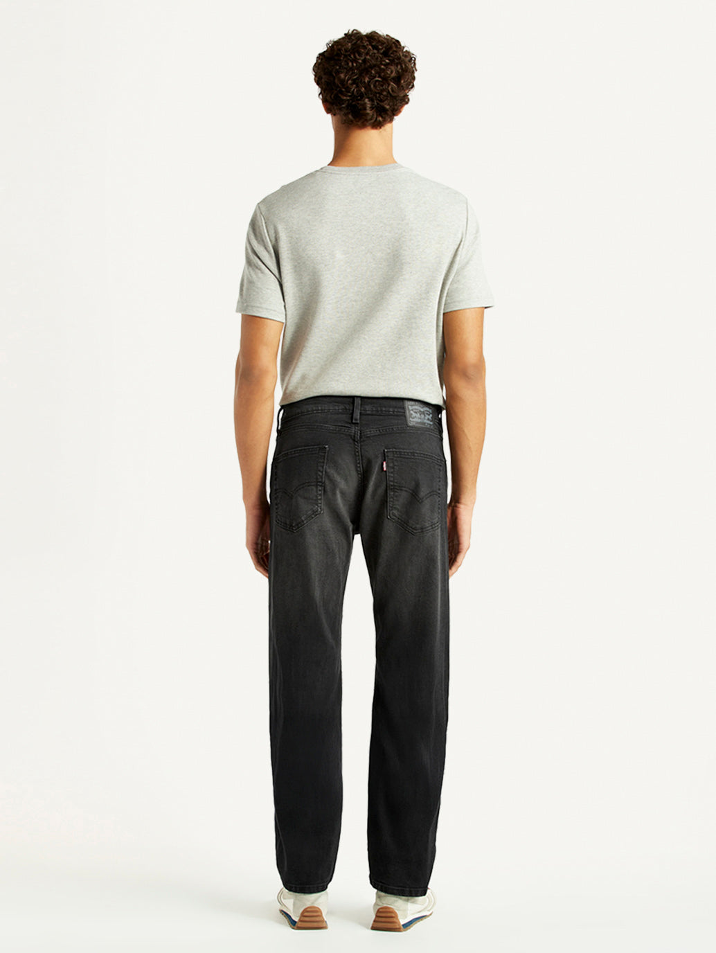 Men's 505 Black Straight Fit Mid Rise Jeans - Back View
