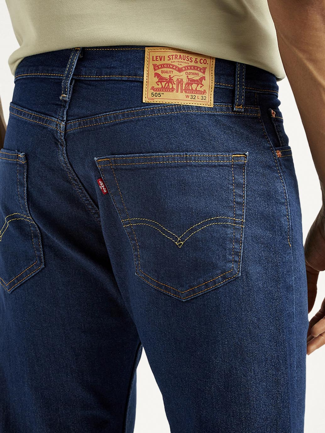 Men's 505 Indigo Straight Fit Mid Rise Jeans - Detail View