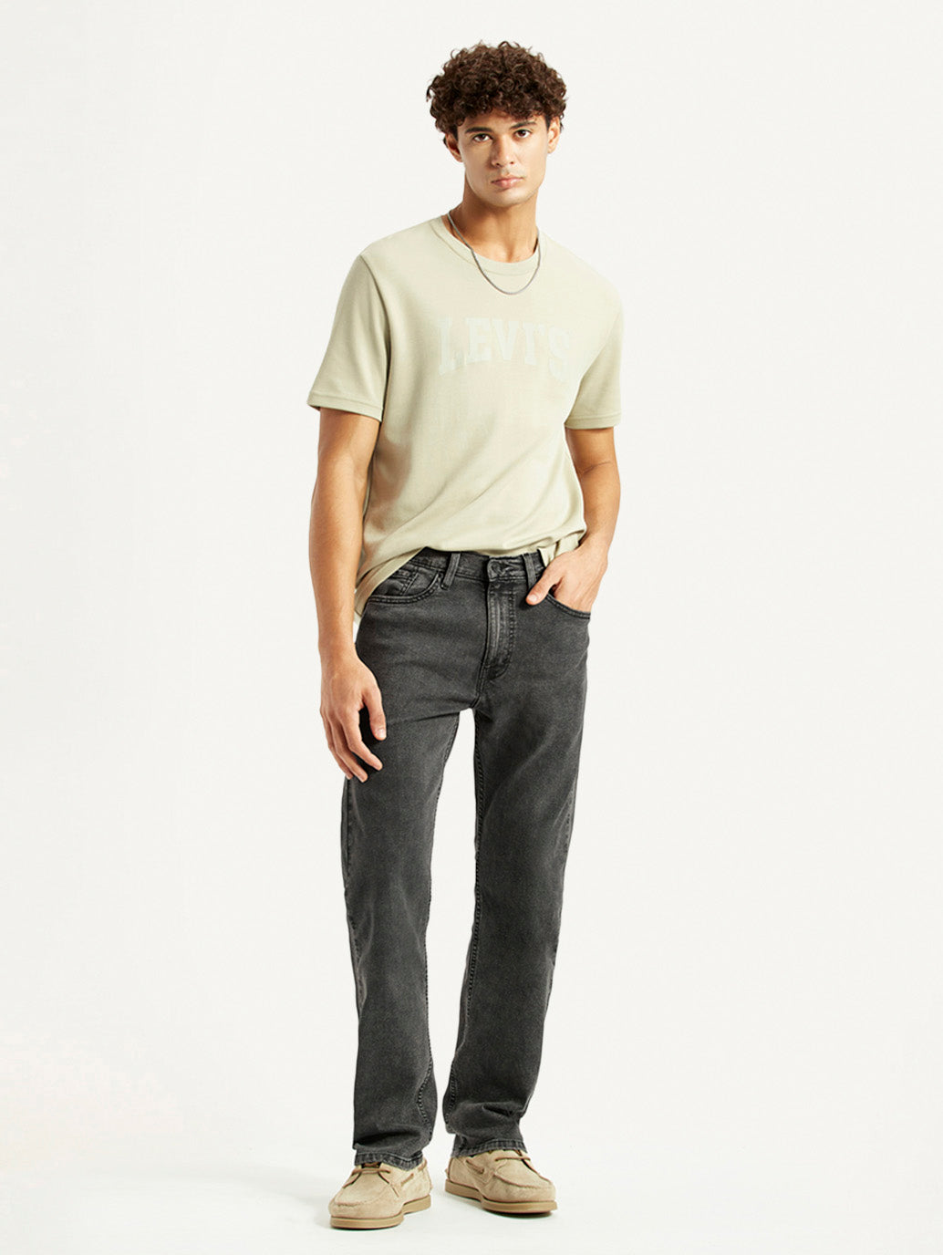 Men's 505 Grey Straight Fit Mid Rise Jeans