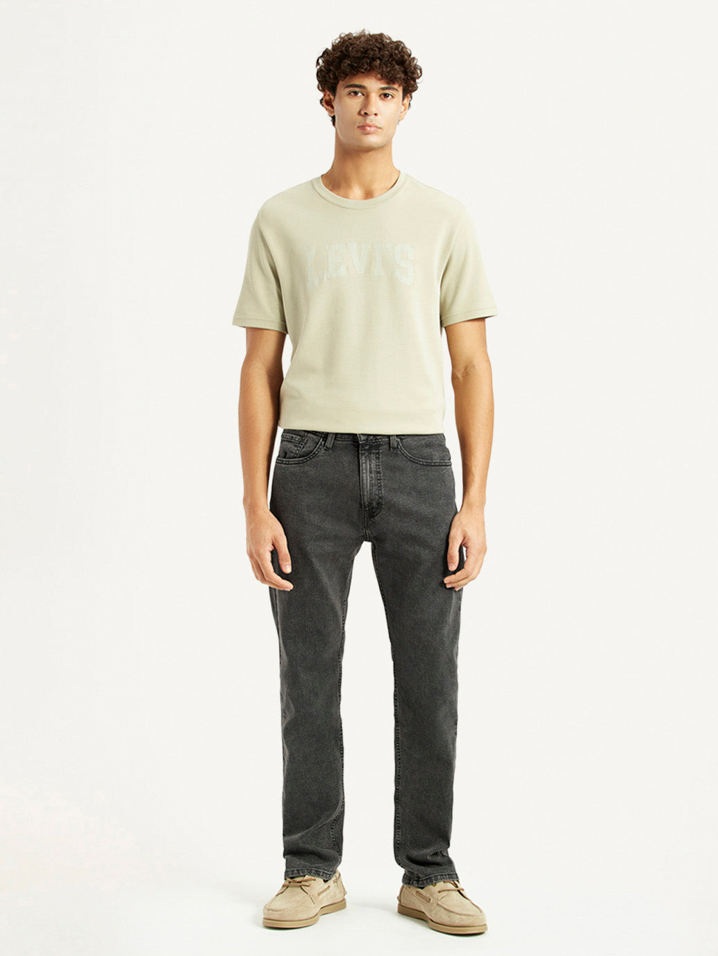 Men's 505 Grey Straight Fit Mid Rise Jeans - Front View