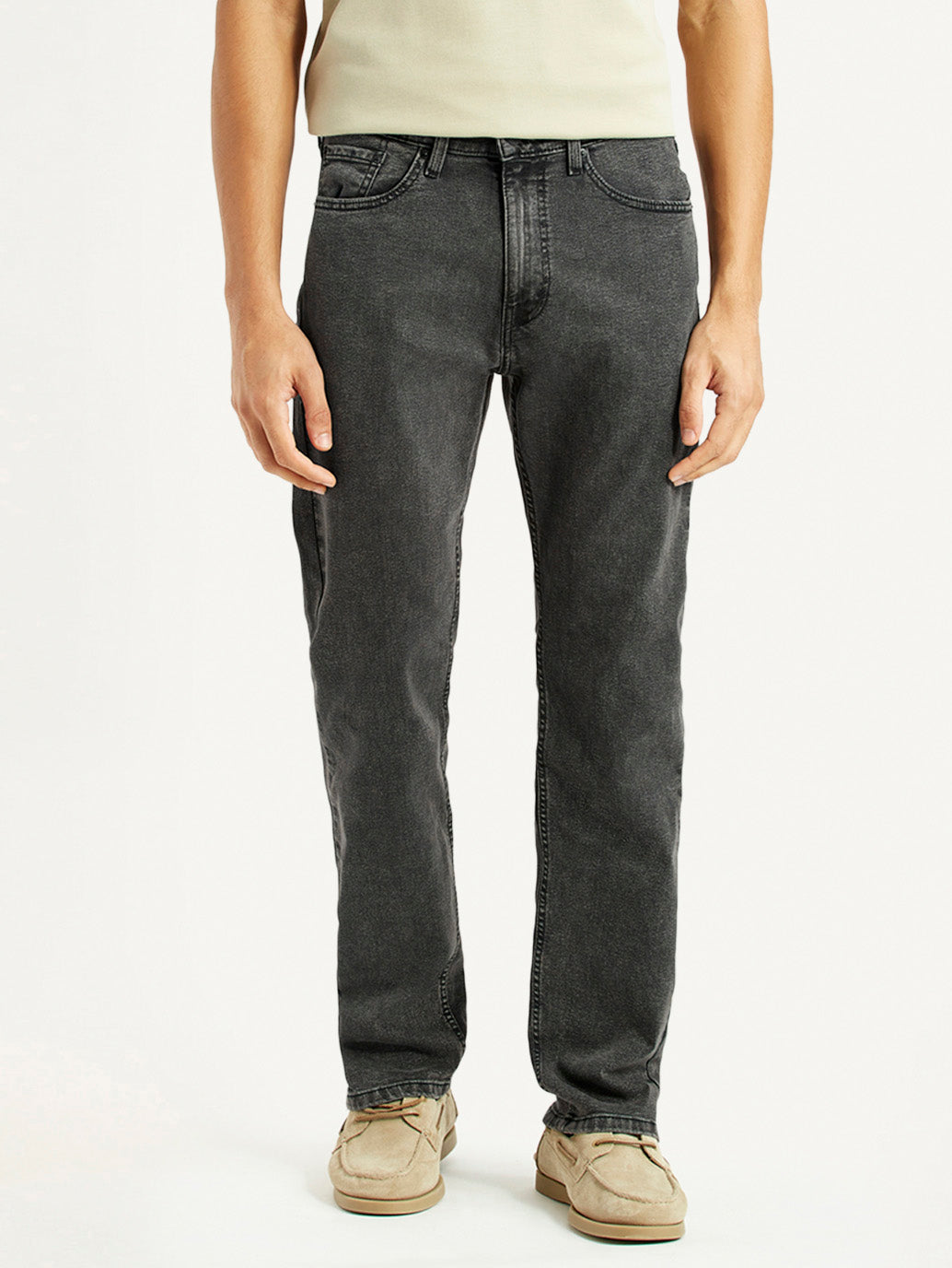 Men's 505 Grey Straight Fit Mid Rise Jeans - Front View