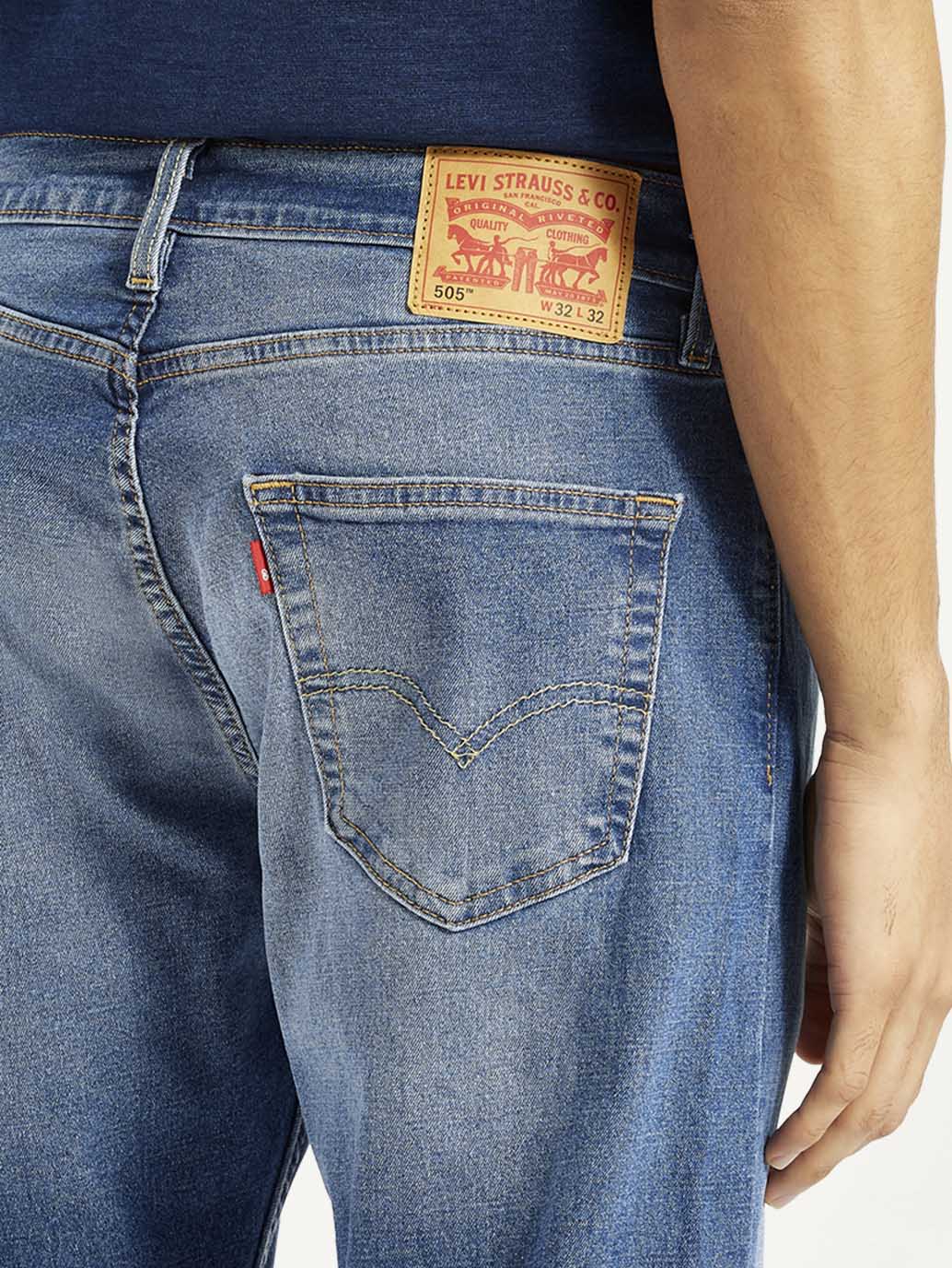 Men's 505 Indigo Straight Fit Mid Rise Jeans - Main Image