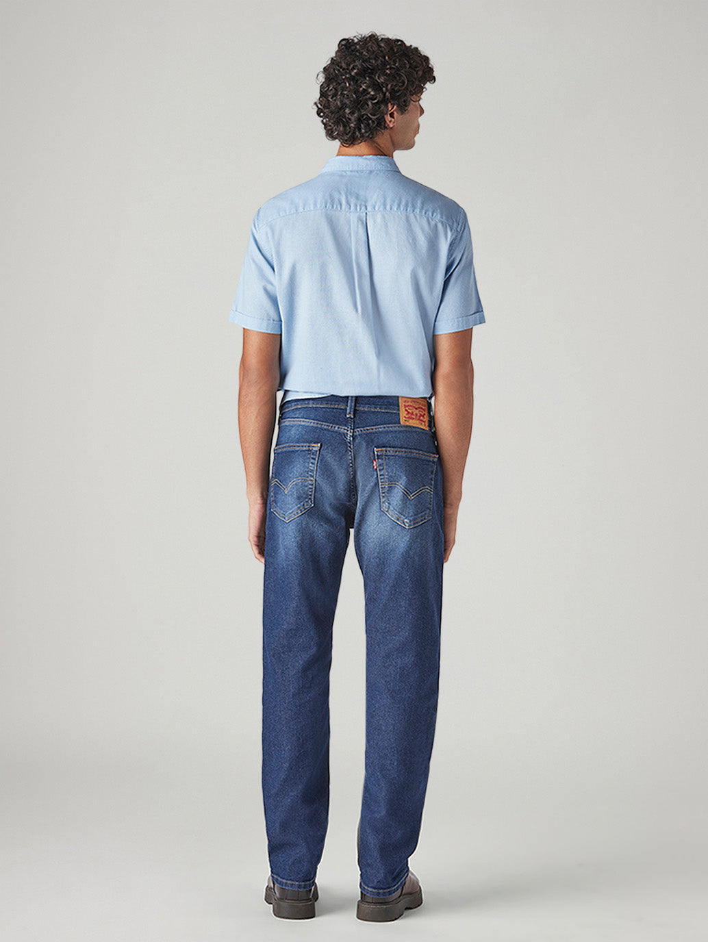 Men's 505 Blue Straight Fit Mid Rise Jeans - Back View