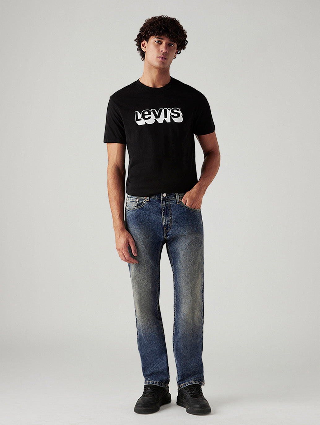 Men's Tinted 505 Blue Straight Fit Mid Rise Jeans - Front View