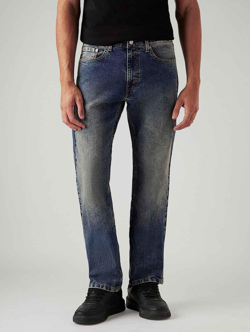 Men's Tinted 505 Blue Straight Fit Mid Rise Jeans - Front View