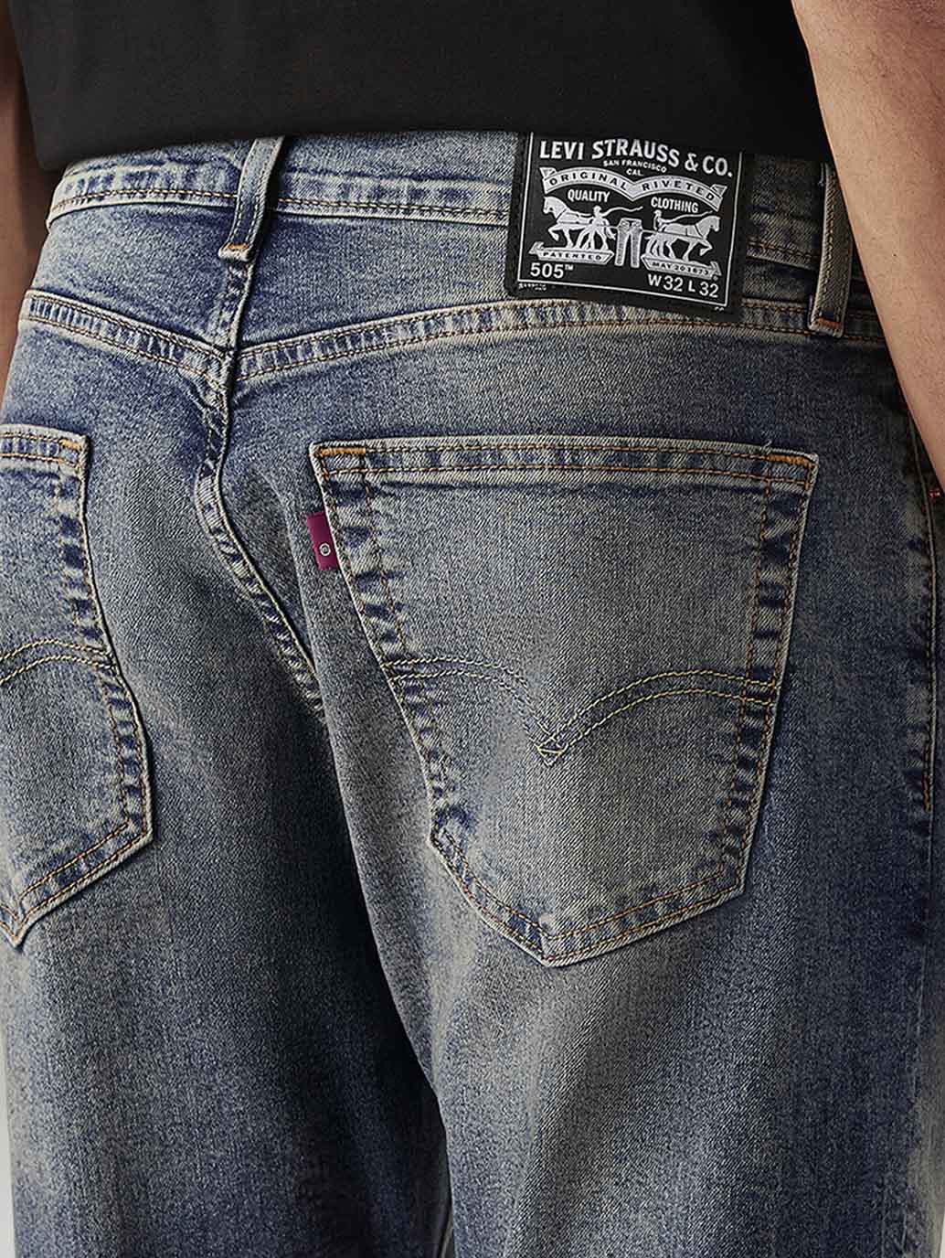 Men's Tinted 505 Med Indigo Straight Fit Mid Rise Jeans – Levis