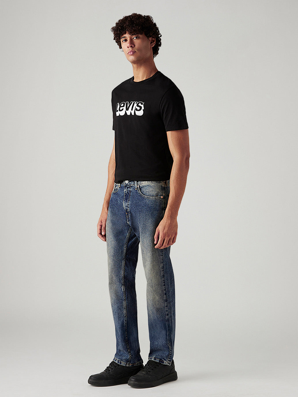 Men's Tinted 505 Blue Straight Fit Mid Rise Jeans - Side View