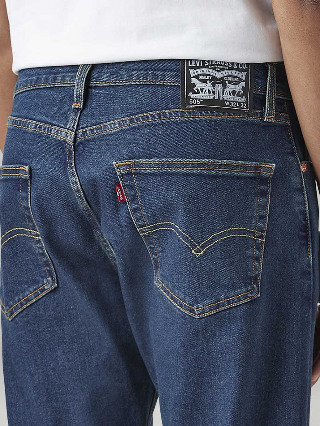 Men's 505 Blue Straight Fit Mid Rise Tinted Jeans - 20 View