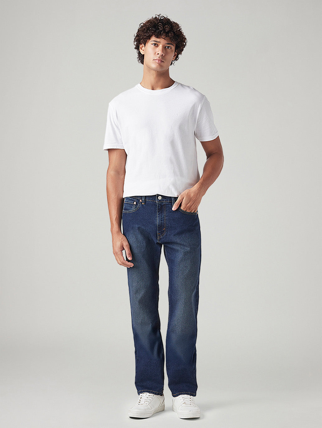 Men's 505 Dark Indigo Straight Fit Mid Rise Tinted Jeans - Front View