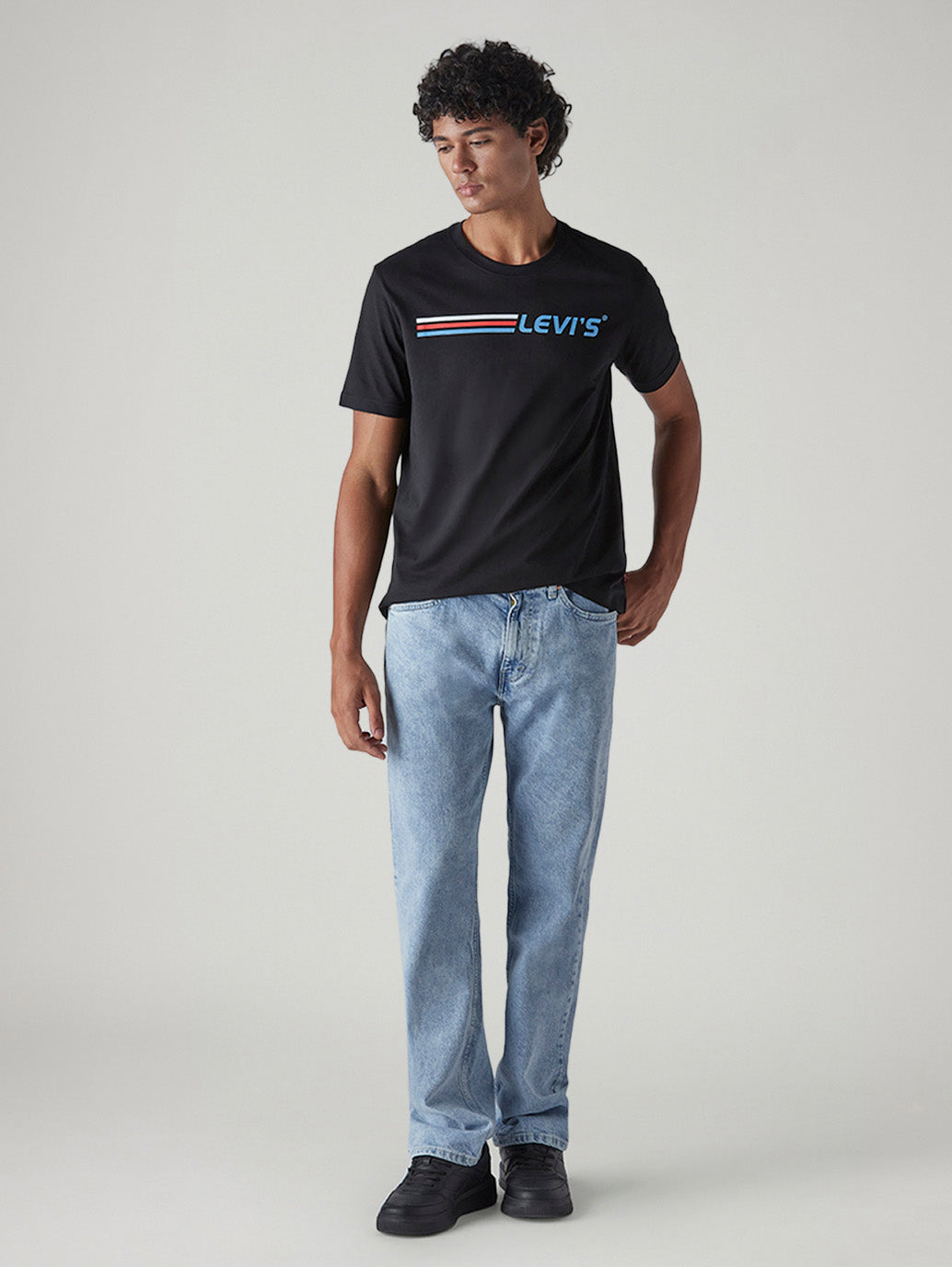 Men's 505 Blue Straight Fit Mid Rise Jeans