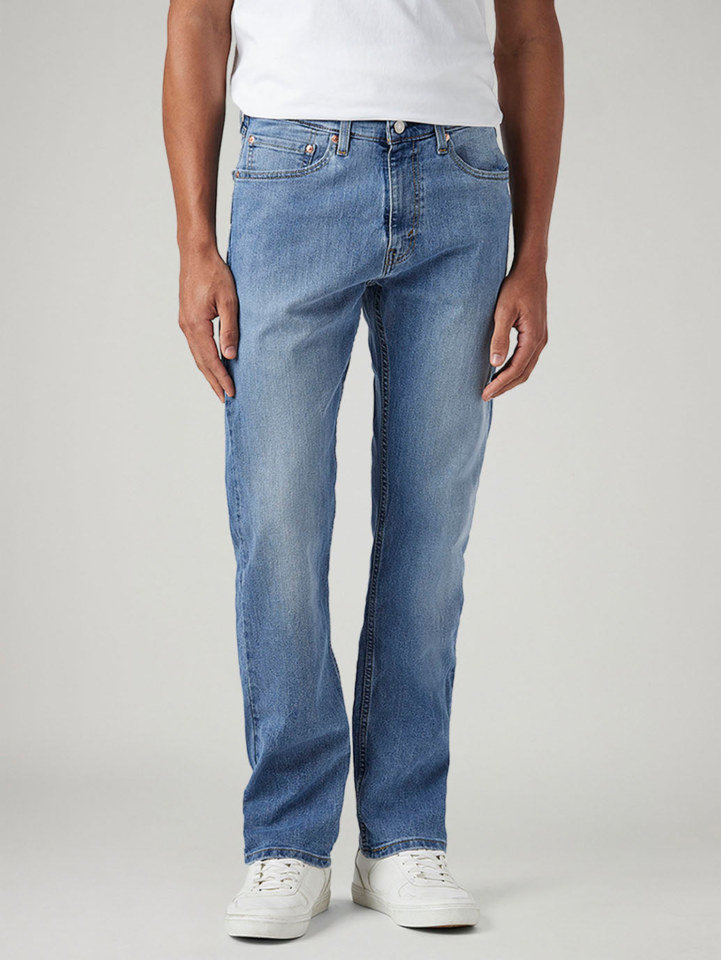 Men's 505 Med Indigo Straight Fit Mid Rise Jeans - Front View