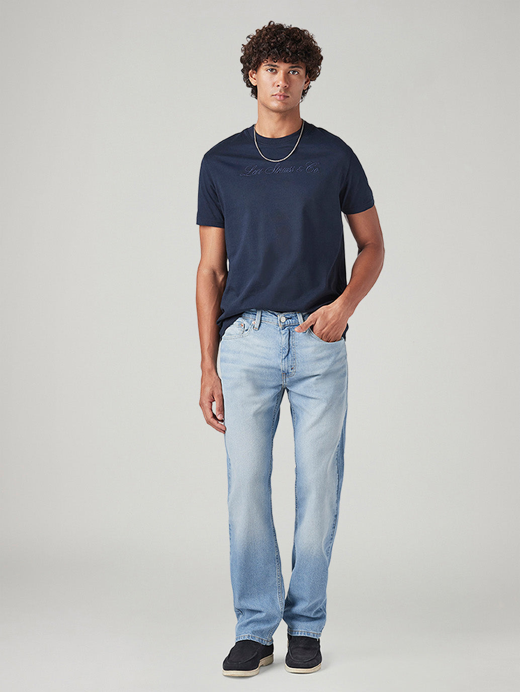 Men's 505 Light Blue Straight Fit Mid Rise Jeans