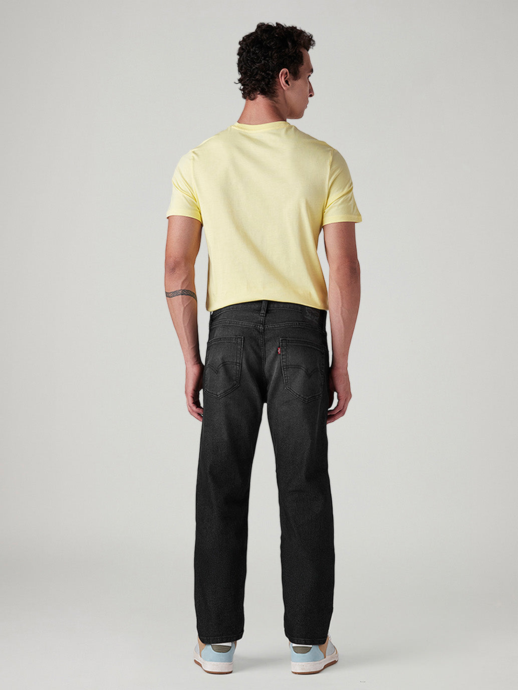 Men's 505 Black Straight Fit Mid Rise Jeans - Back View