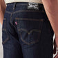 Men's 505 Dark Blue Straight Fit Mid Rise Jeans - Detail View
