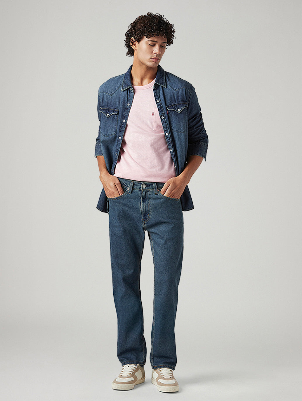 Men's 505 Med Indigo Straight Fit Mid Rise Tinted Jeans