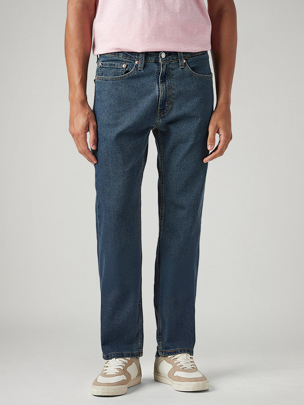 Men's 505 Med Indigo Straight Fit Mid Rise Tinted Jeans - Front View