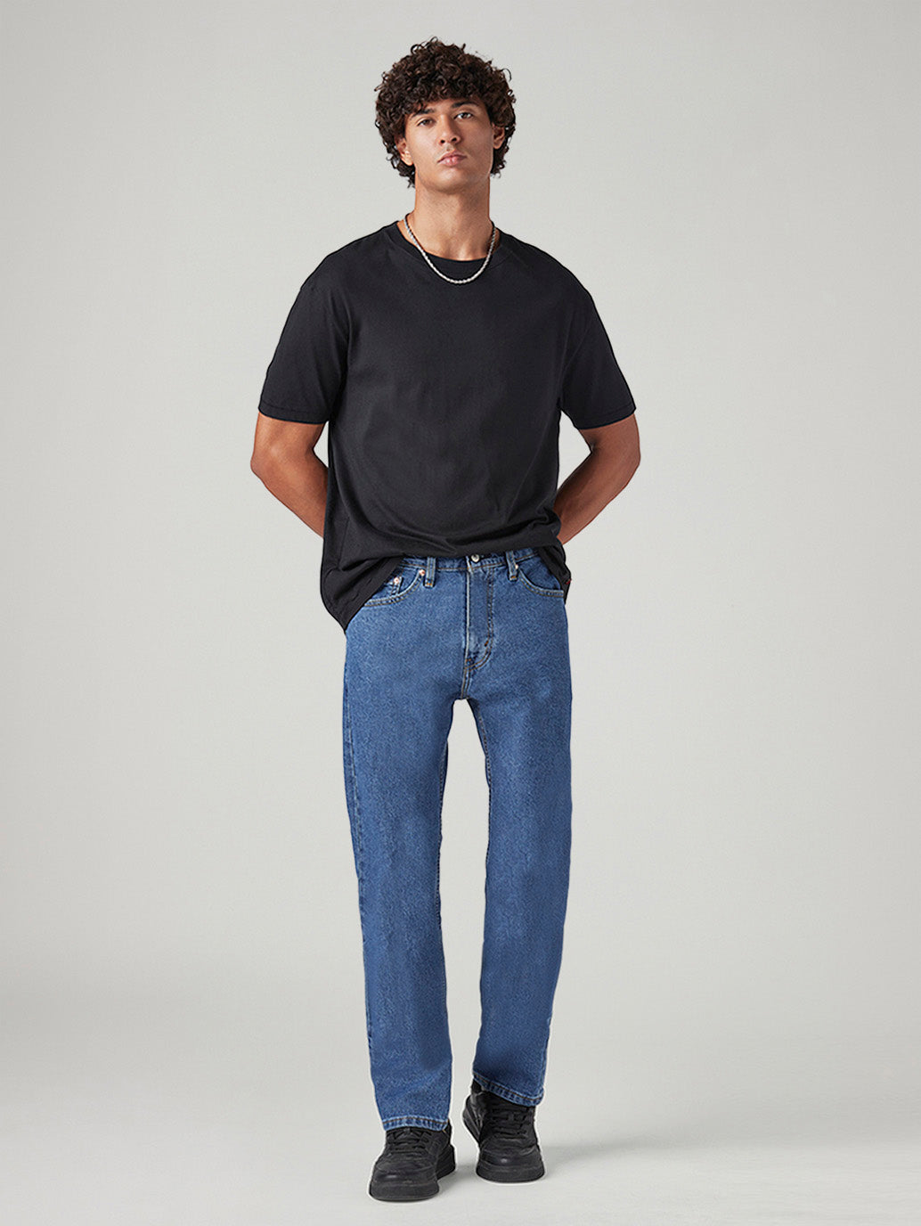 Men's 505 Blue Straight Fit Mid Rise Jeans - Front View