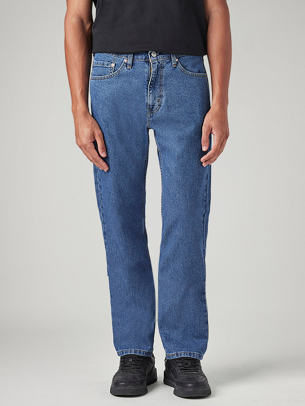 Men's 505 Blue Straight Fit Mid Rise Jeans - Front View