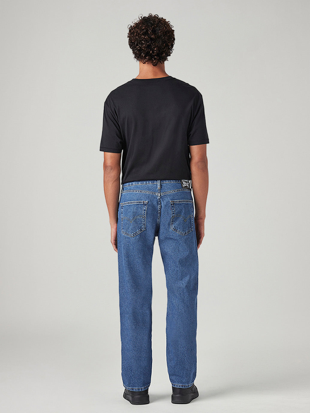 Men's 505 Blue Straight Fit Mid Rise Jeans - Back View