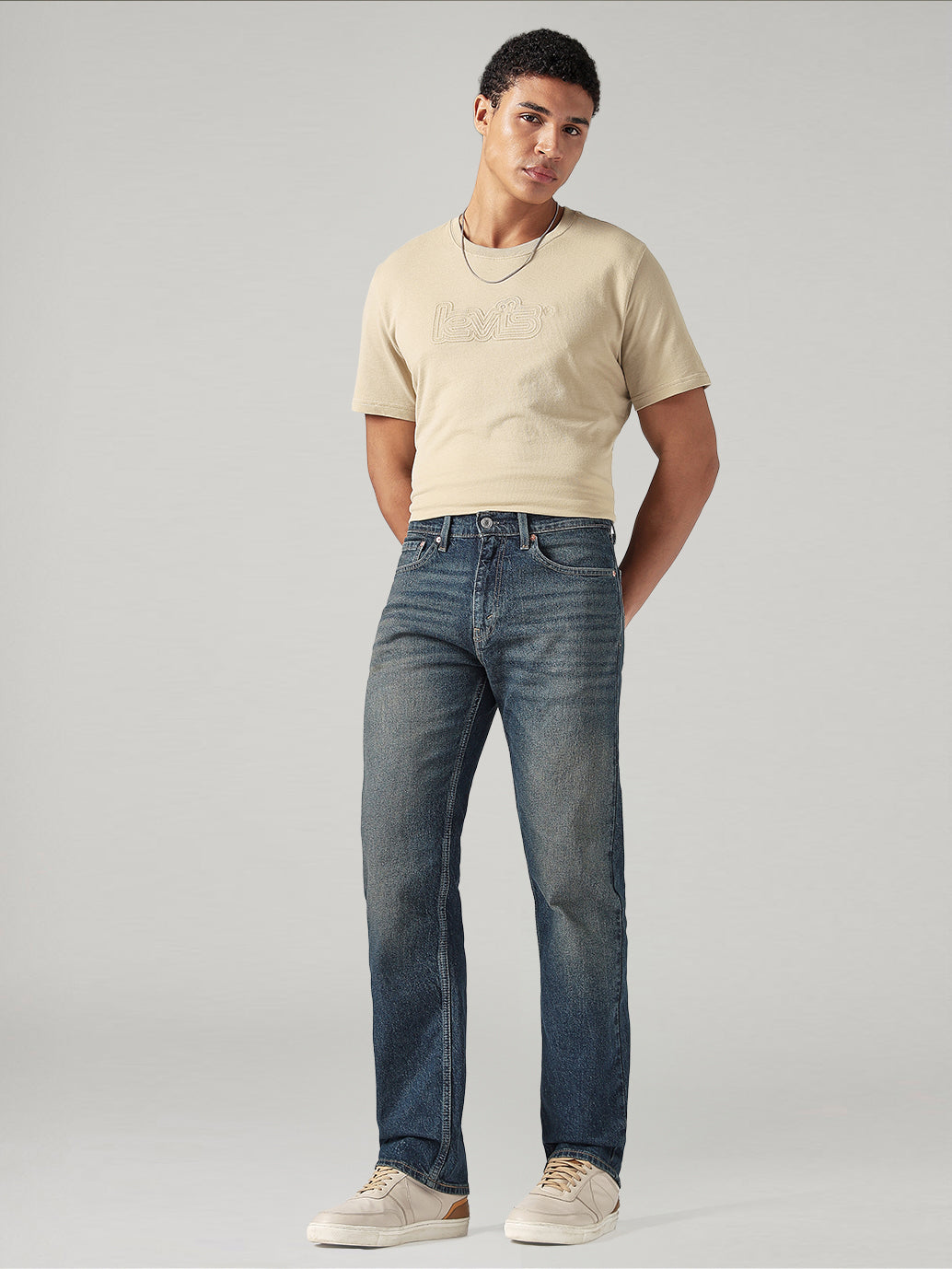 Men's 505 Dark Blue Straight Fit Mid Rise Jeans