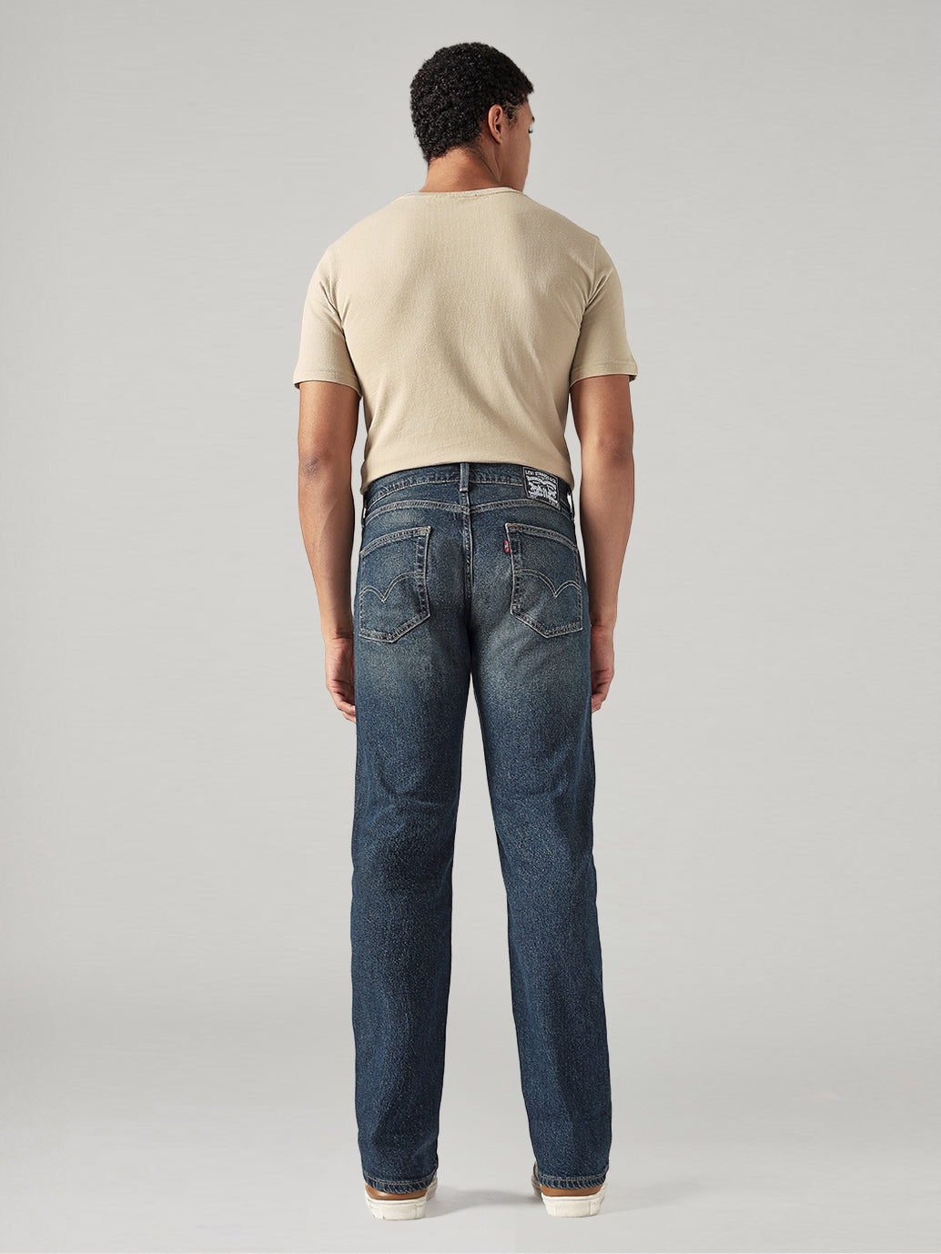 Men's 505 Dark Blue Straight Fit Mid Rise Jeans - Back View