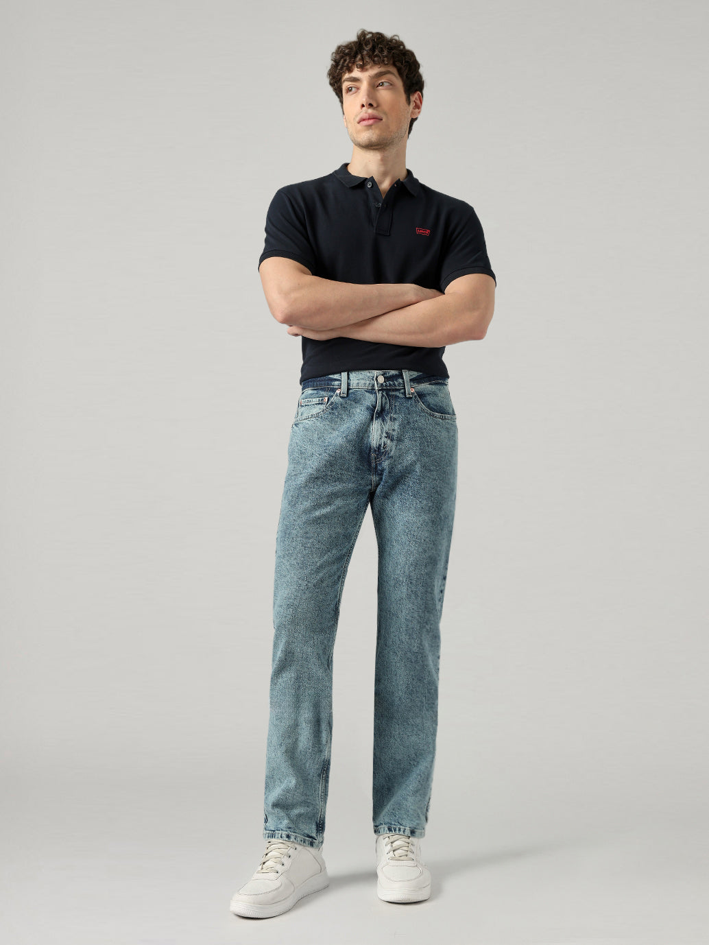 Men's 505 Blue Straight Fit Mid Rise Jeans