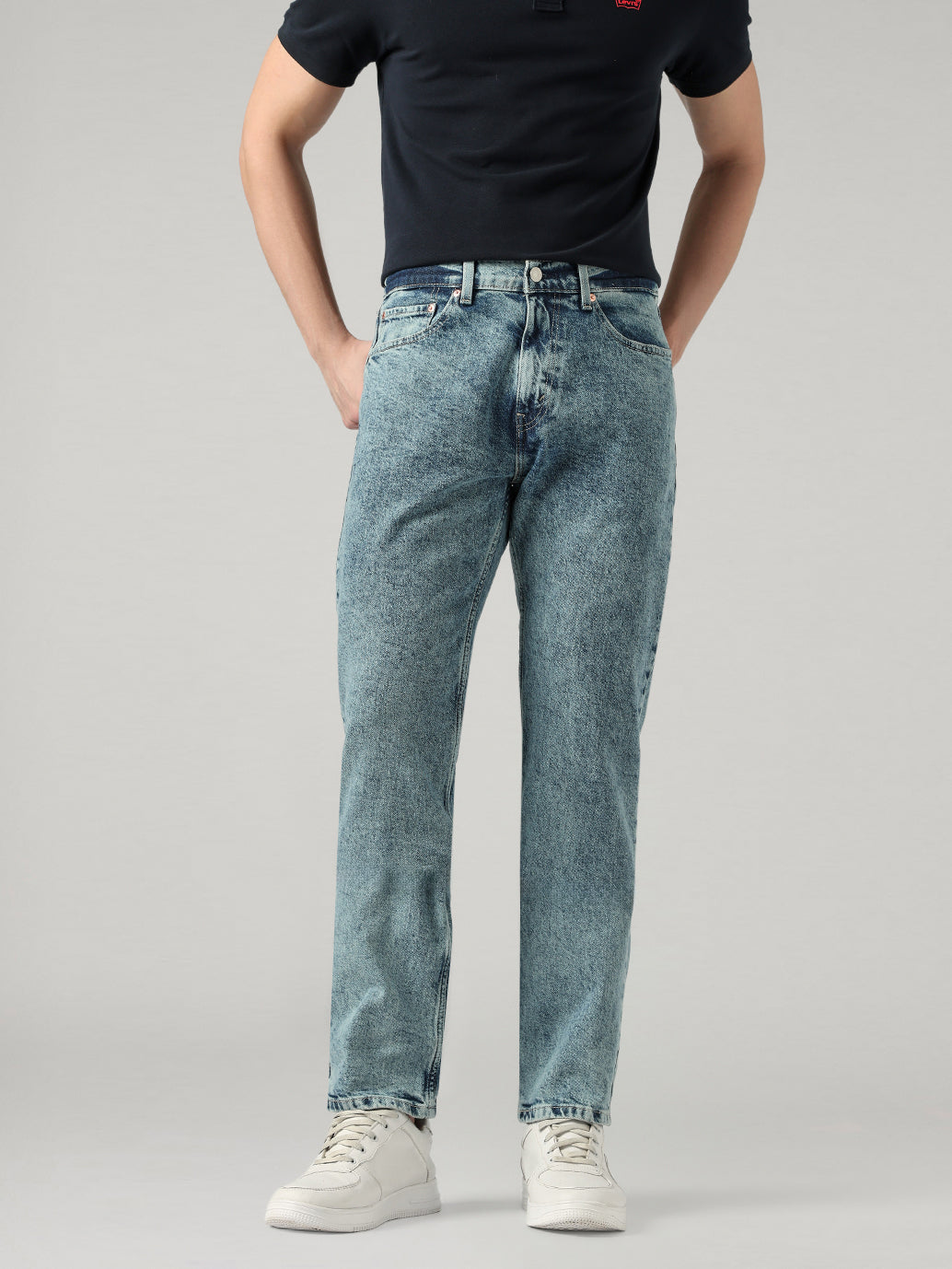 Men's 505 Blue Straight Fit Mid Rise Jeans - Front View