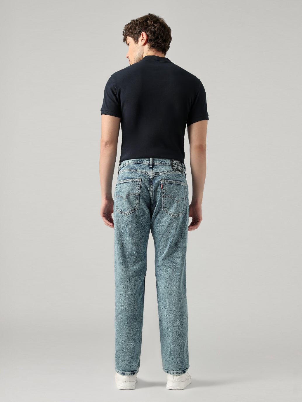 Men's 505 Blue Straight Fit Mid Rise Jeans - Back View