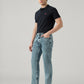 Men's 505 Blue Straight Fit Mid Rise Jeans - Side View