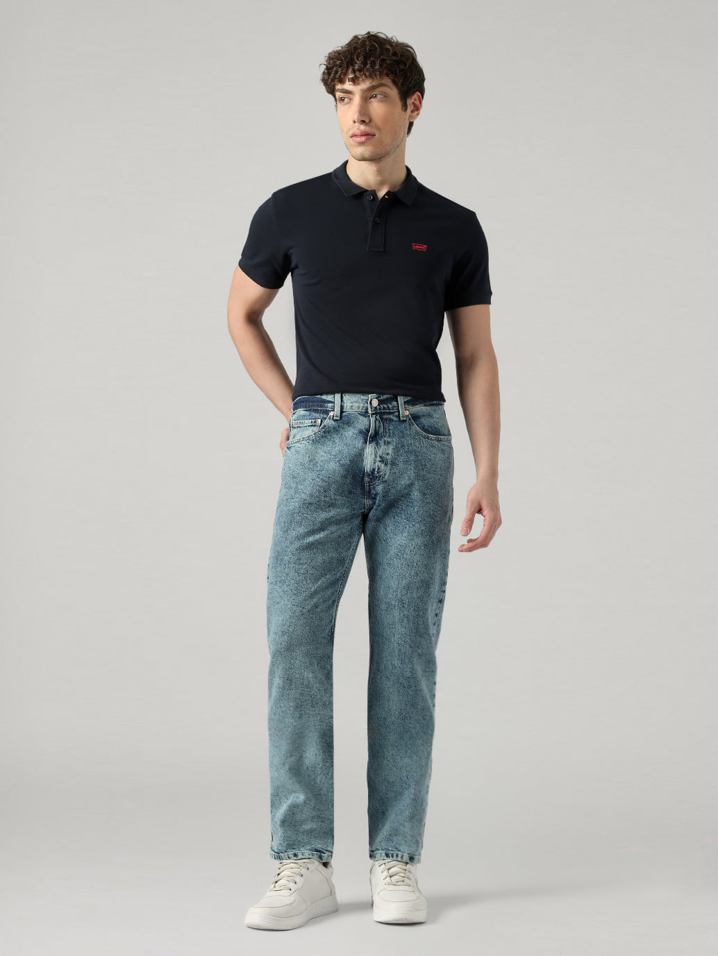 Men's 505 Blue Straight Fit Mid Rise Jeans - Front View