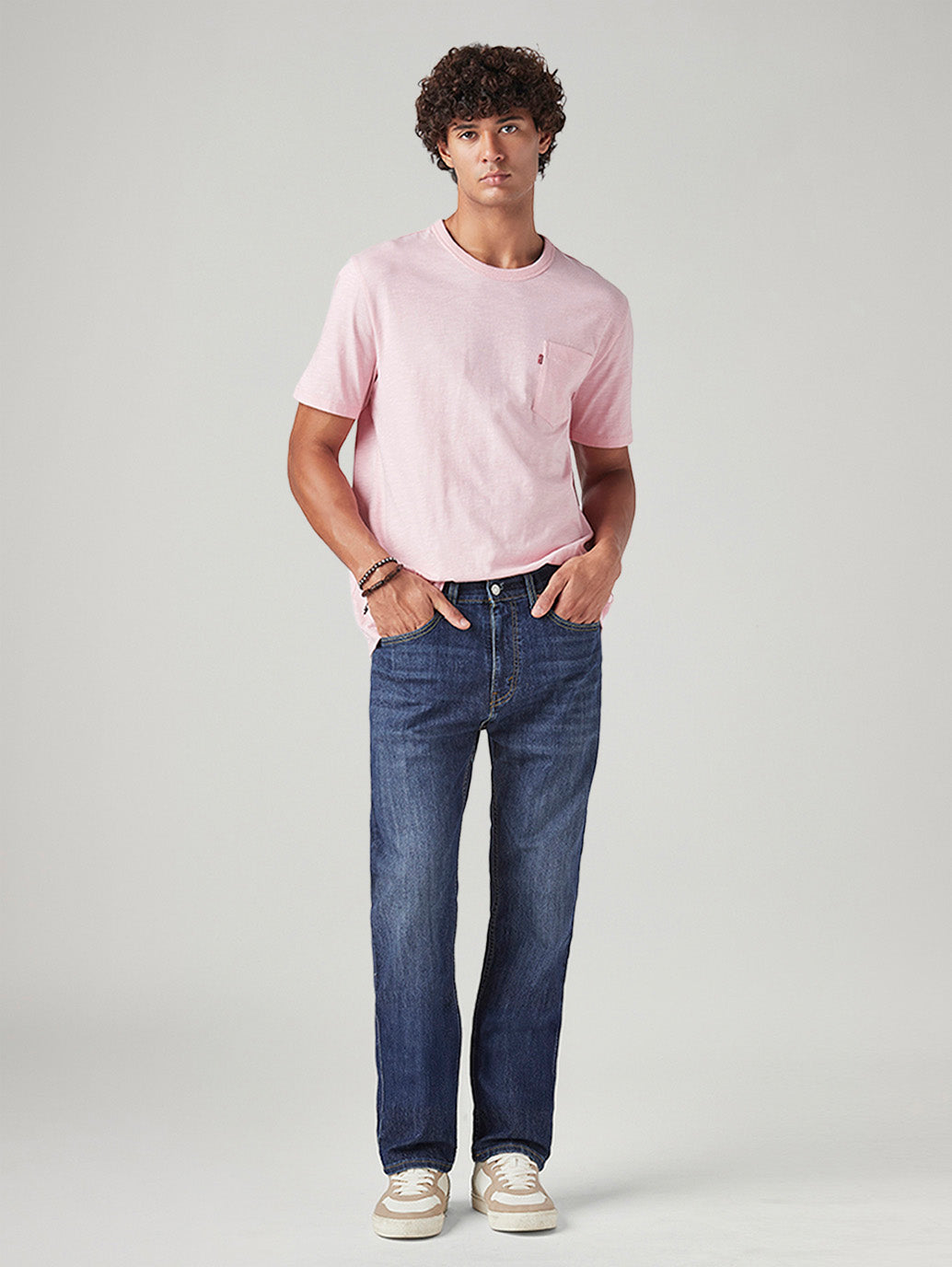 Men's 505 Blue Straight Fit Mid Rise Jeans