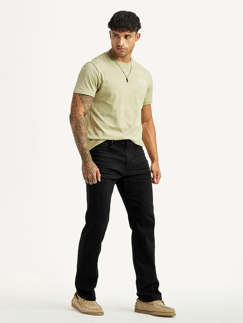 Men's 505 Black Straight Fit Mid Rise Jeans
