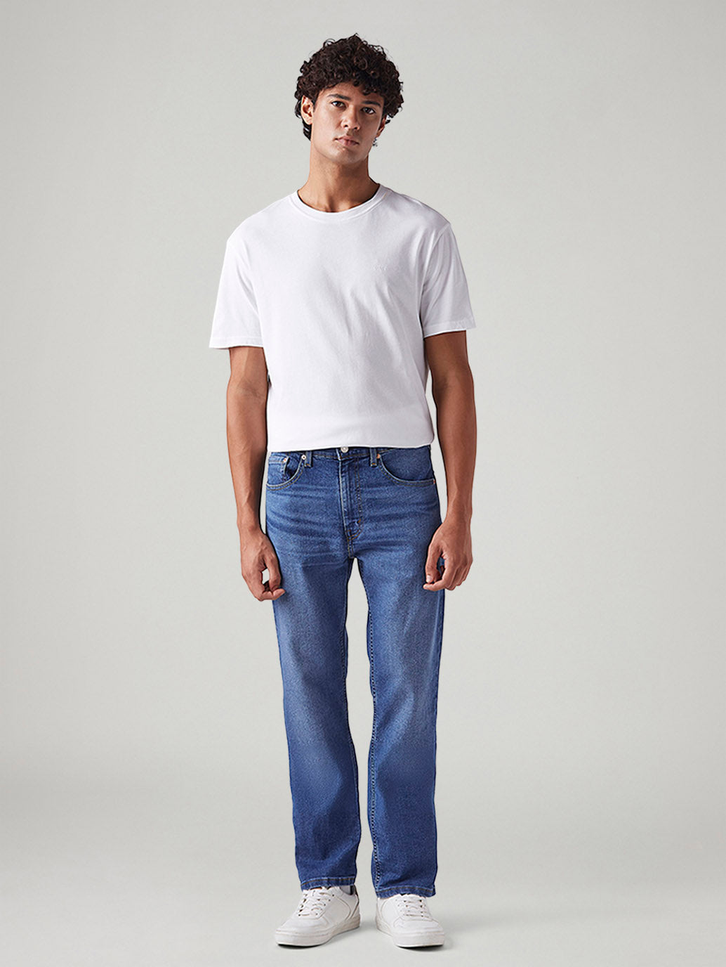 Men's 505 Blue Straight Fit Mid Rise Jeans - Front View