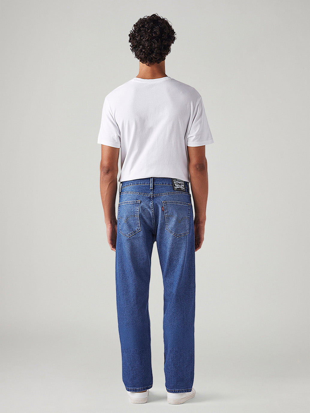 Men's 505 Blue Straight Fit Mid Rise Jeans - Back View
