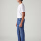 Men's 505 Blue Straight Fit Mid Rise Jeans - Side View