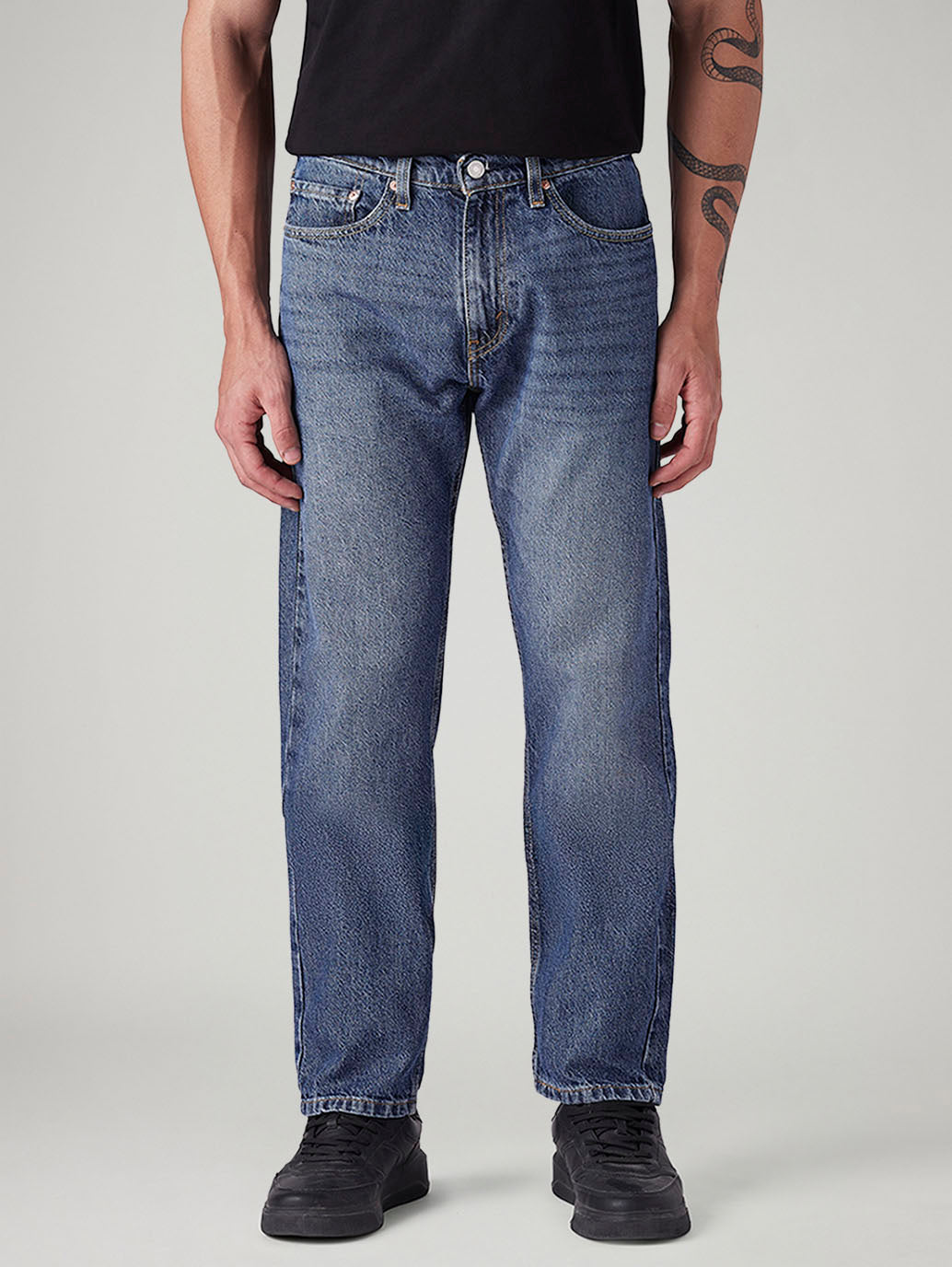 Men's 505 Med Indigo Straight Fit Mid Rise Jeans - Front View