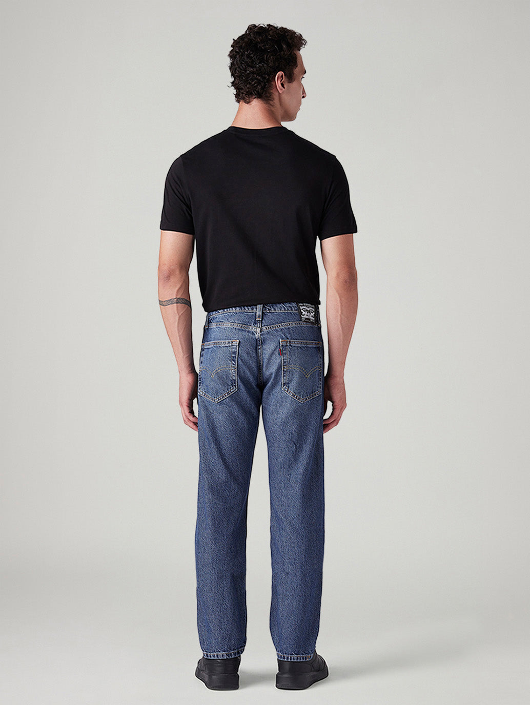 Men's 505 Blue Straight Fit Mid Rise Jeans - Back View