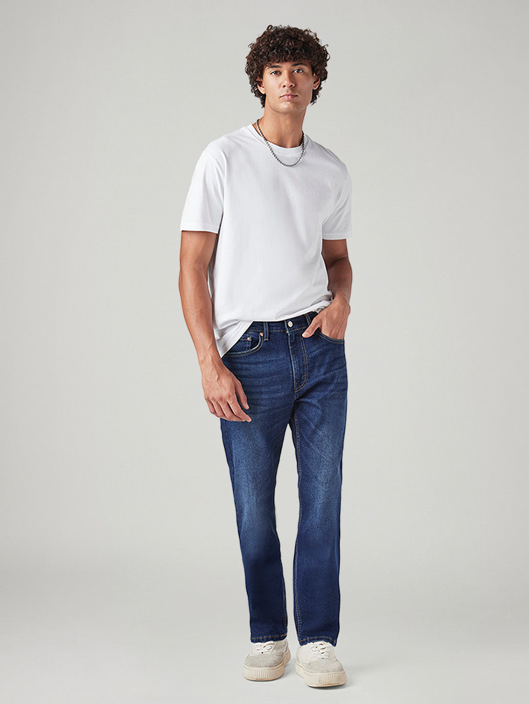 Men's 505 Blue Straight Fit Mid Rise Jeans
