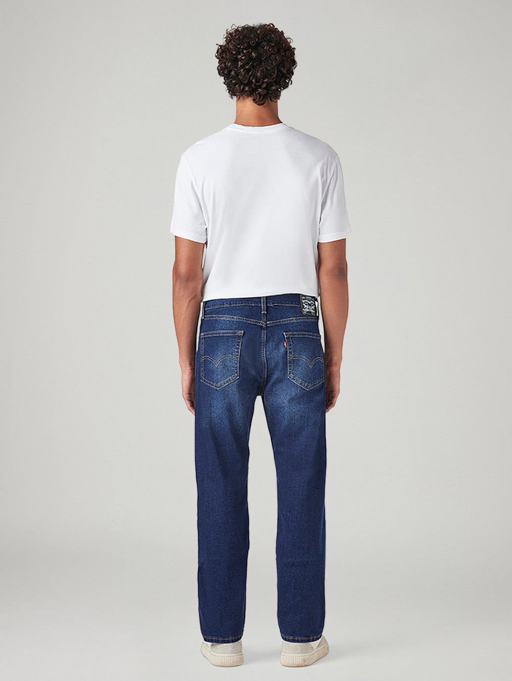 Men's 505 Blue Straight Fit Mid Rise Jeans - Back View