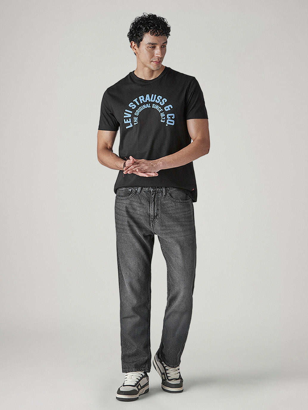 Men's 505 Grey Straight Fit Mid Rise Jeans