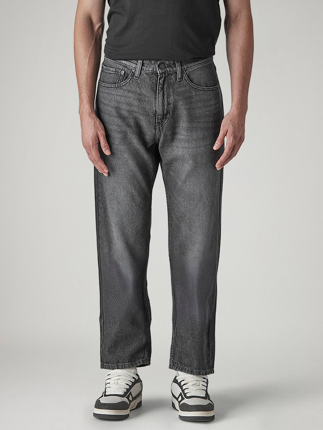 Men's 505 Grey Straight Fit Mid Rise Jeans - Front View
