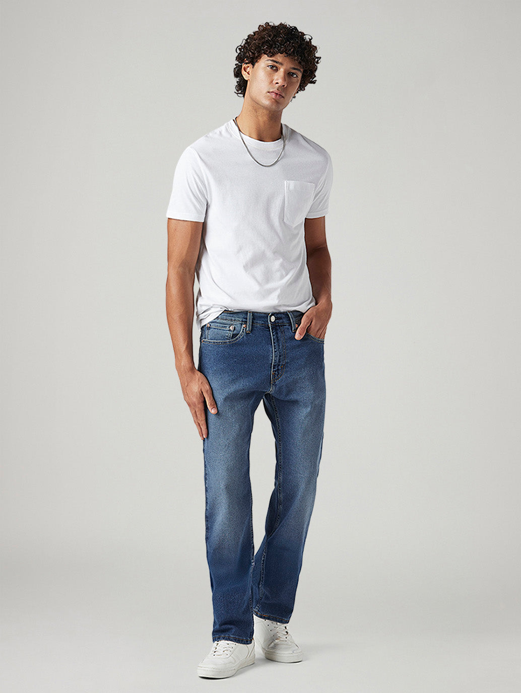 Men's 505 Med Indigo Straight Fit Mid Rise Jeans